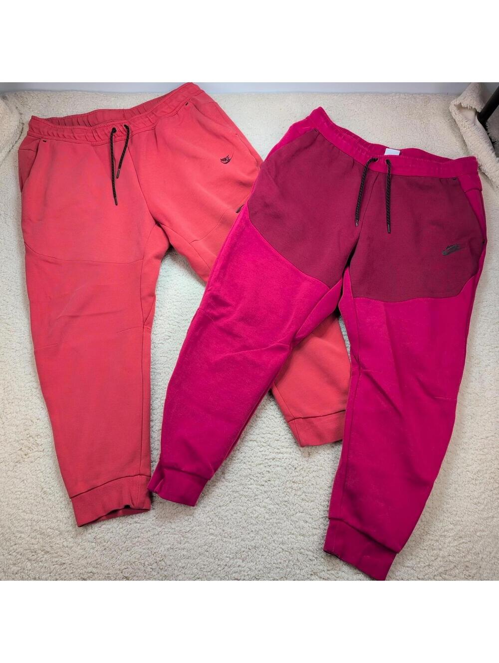 Nike Sportswear Tech Fleece Sweatpants Men's XL CU4495 Red Pink Two-Tone Casual
